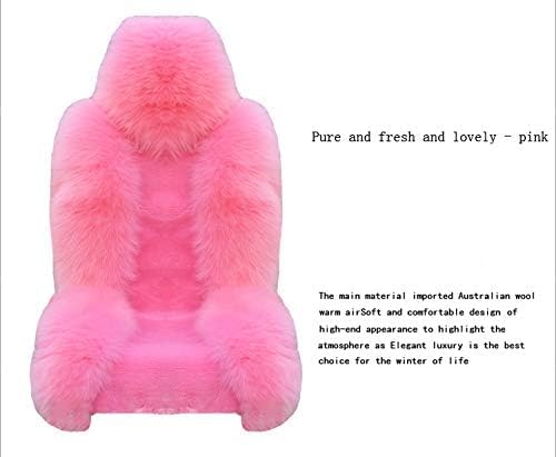 Pair 50% Genuine Sheepskin Car Seat Covers Winter Long Wool Universal Pink