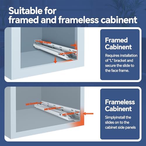ToBeGreat 21 Inch Undermount Soft Close Drawer Slides - Full Extension