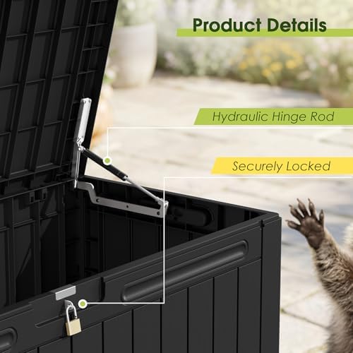 Devoko 100 Gallon Outdoor Storage Box, Waterproof Deck Box Lockable