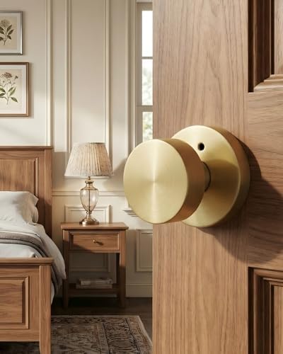 Haidms Brushed Gold Door Knob Interior Privacy Door Knobs 6 Pack