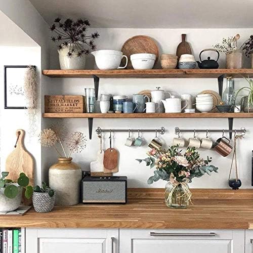 20 Pack Shelf Brackets 12 inches, Heavy Duty Black Iron Metal Floating Shelf ...