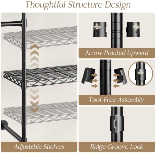 Closet Organizers Wall Mounted Closet System, 2-Row Heavy Duty Garment Clothe...