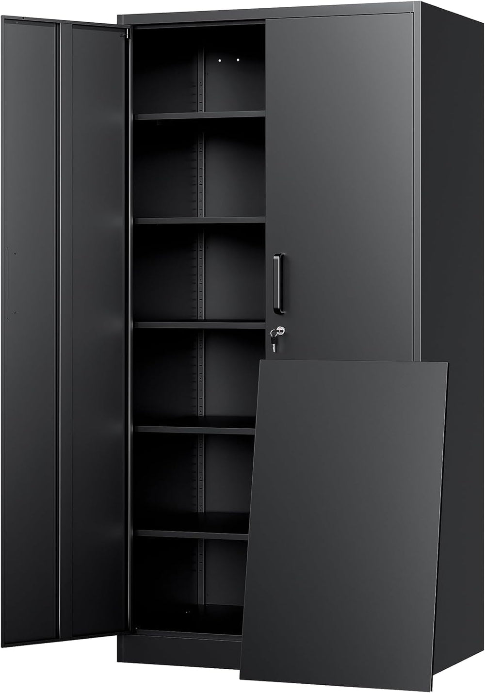72"H Metal Storage Cabinets, Tall Locking Garage Cabinet with 2 Doors an...