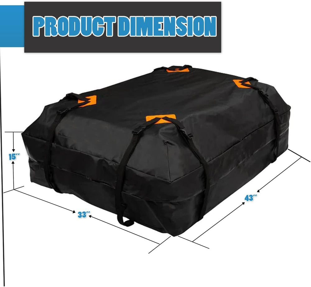 VaygWay 15 Cubic Feet Car Rooftop Cargo Carrier Bag – Black Waterproof Heavy ...