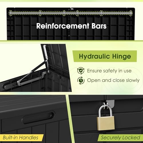 Devoko 100 Gallon Outdoor Storage Box, Waterproof Deck Box Lockable