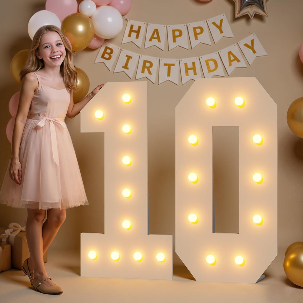 Marquee Numbers 10 Light up Numbers 4ft, 10th Birthday Decorations
