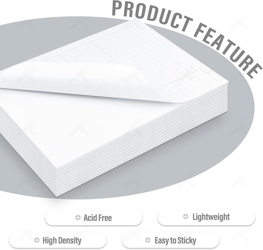 Golden State Art 13x19 Self Adhesive White Foam Boards 3/16" Thick 10 Pack