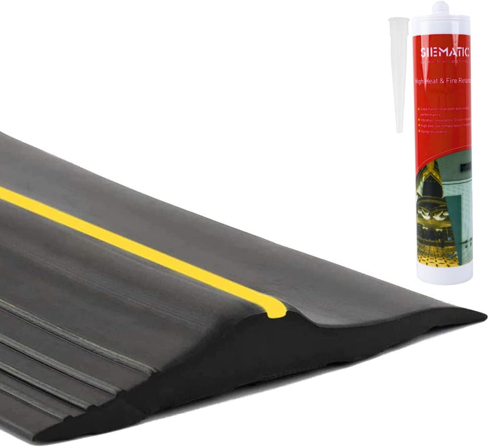 10Ft/3M Universal Garage Door Rubber Threshold Strip with 300ml Black Adhesiv...