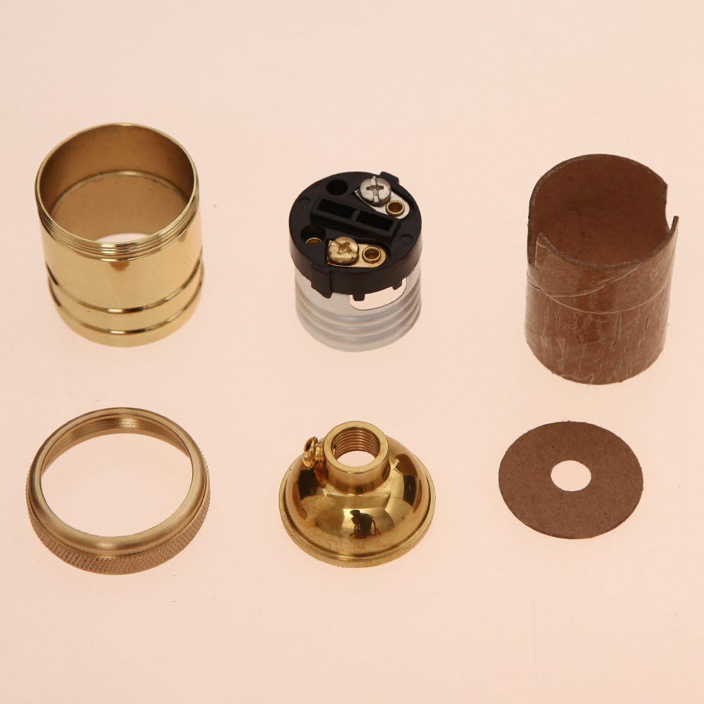 6 Pack Screw Thread Keyless Brass Light Socket - Polished Solid Brass Finish ...