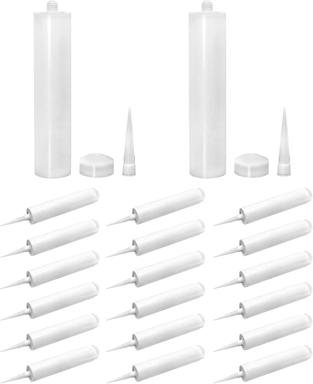 QWORK Empty Caulk Tube, 20 Pack 10 oz. Empty Plastic Caulking Cartridge