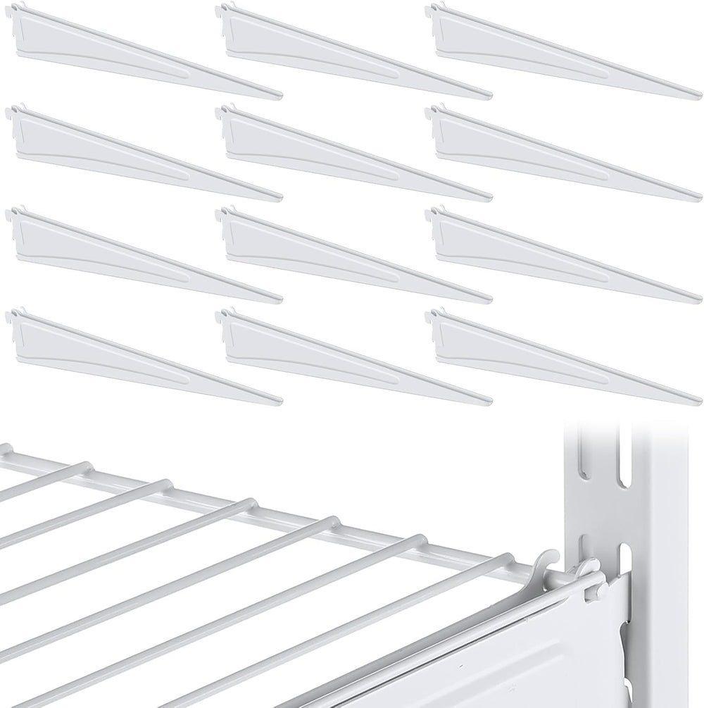 Wonderjune 12 Pcs Adjustable Locking Shelf Bracket 16 Inch Shelf Brackets Hea...