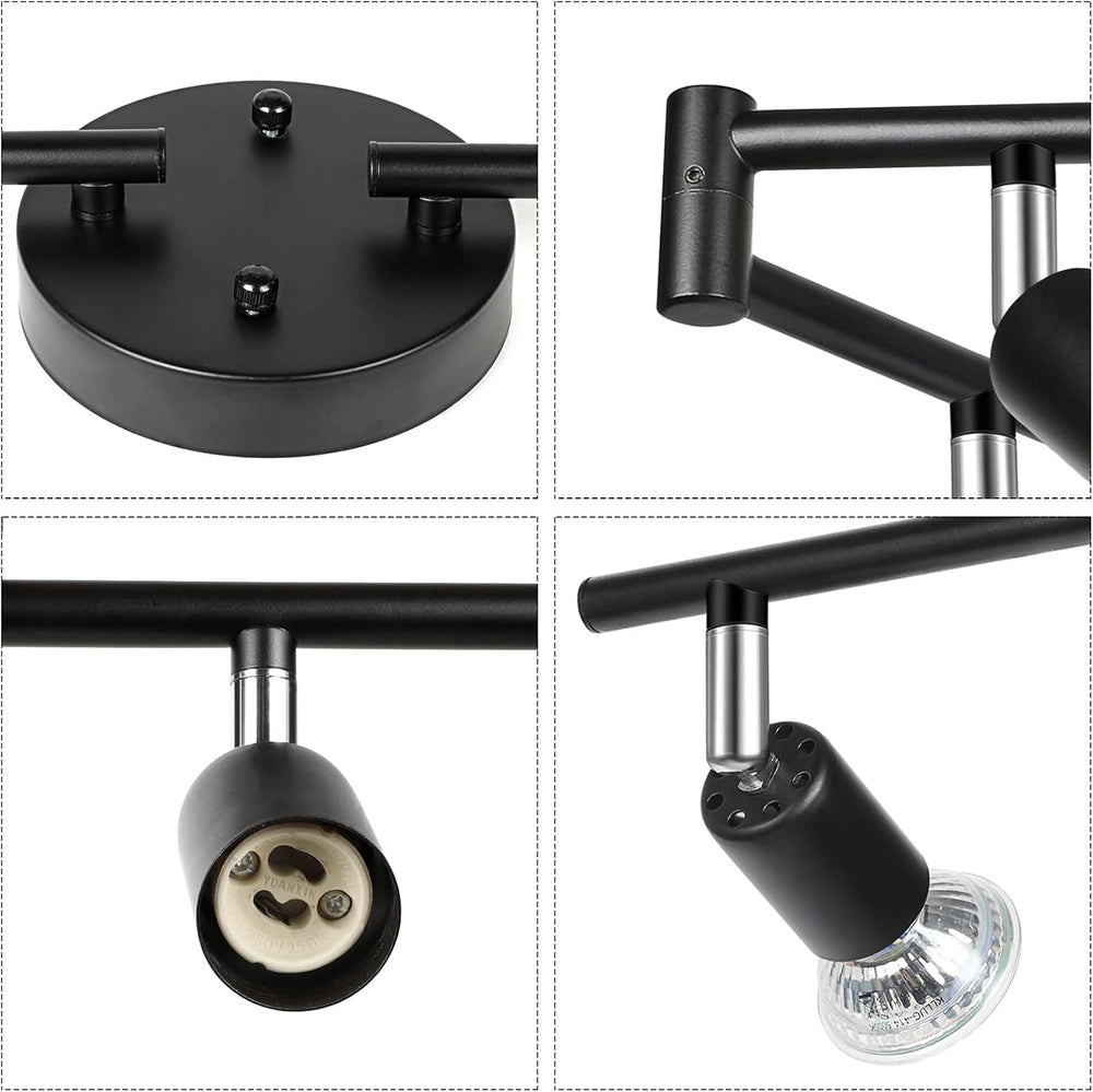 Unicozin LED 8 Light Track Lighting Kit, 54.13'' Black 8 Way Ceiling ...