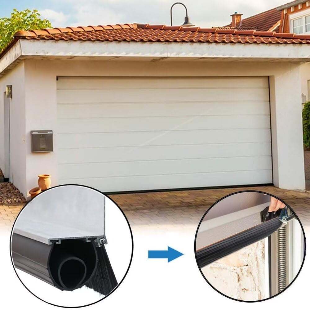 Duzzy Universal Garage Door Seals Kit, Weatherproofing Bottom Rubber with Bru...
