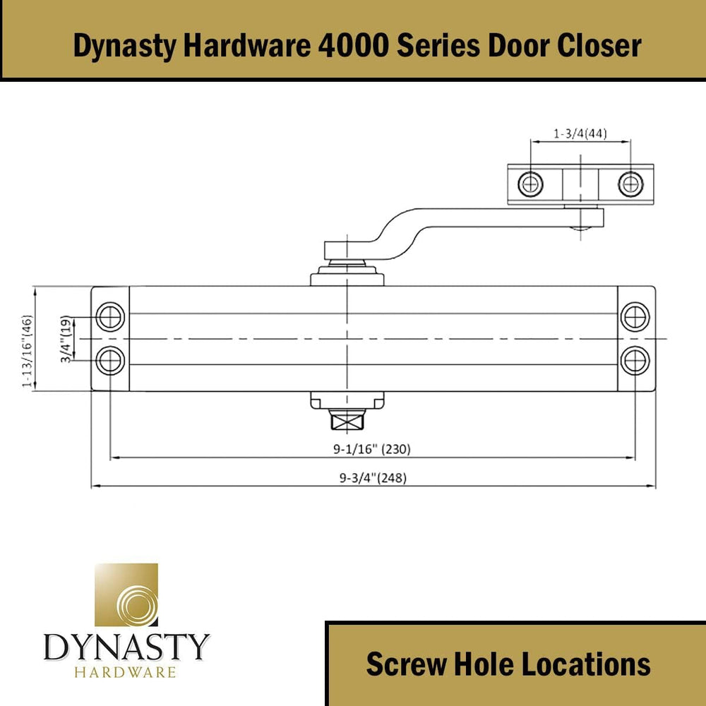 Dynasty 4000 Series Door Closer, Sprayed Aluminum, Spring 4