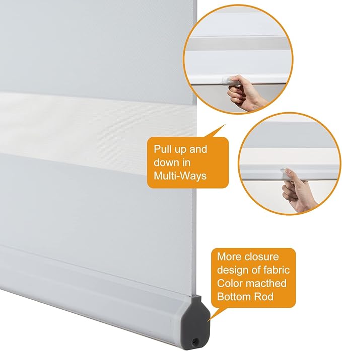 Persilux Zebra Blinds for Windows Cordless Roller Shades for Windows, Privacy