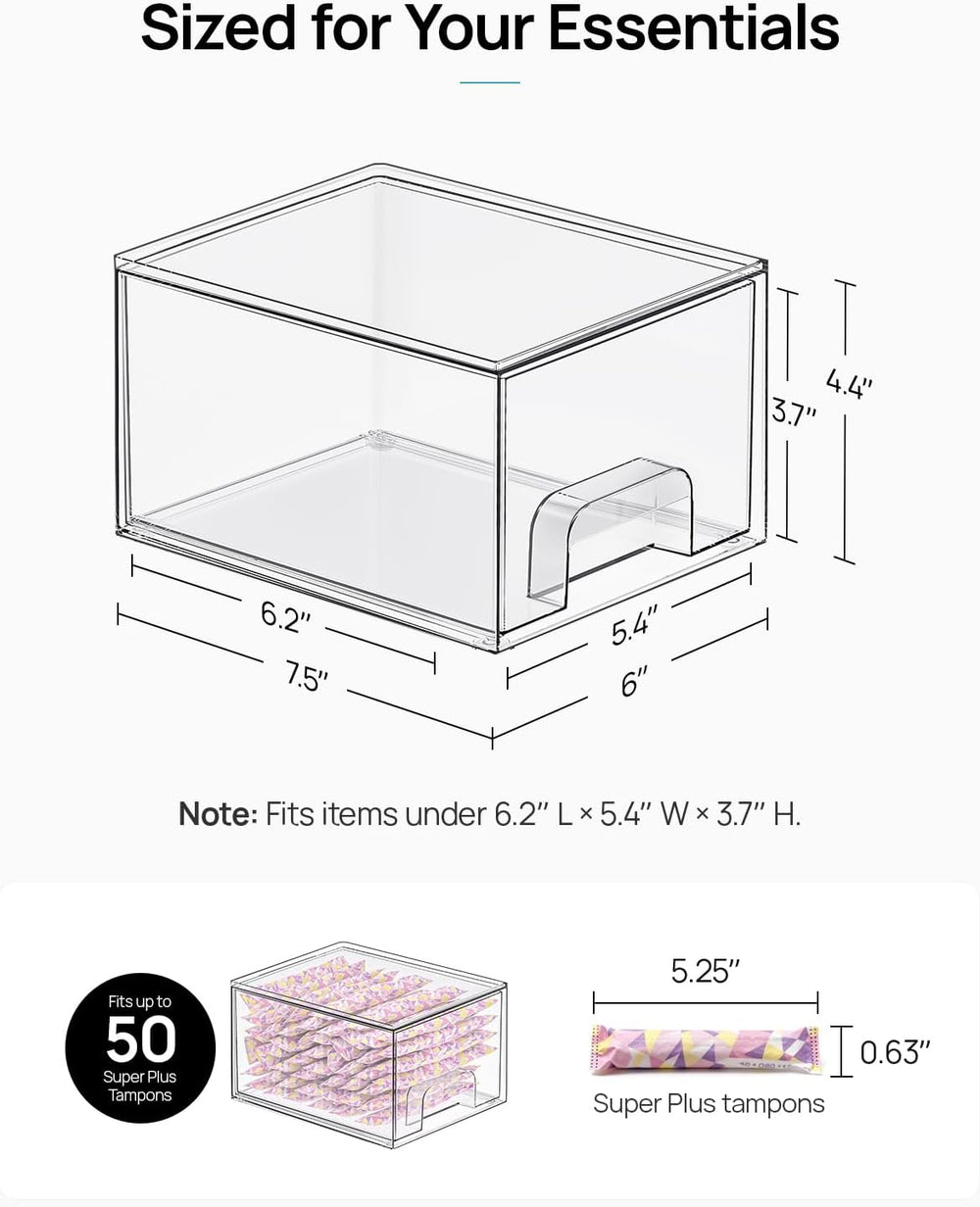 Vtopmart 6 Pack Small Clear Stackable Storage Drawers for Desk, Countertop
