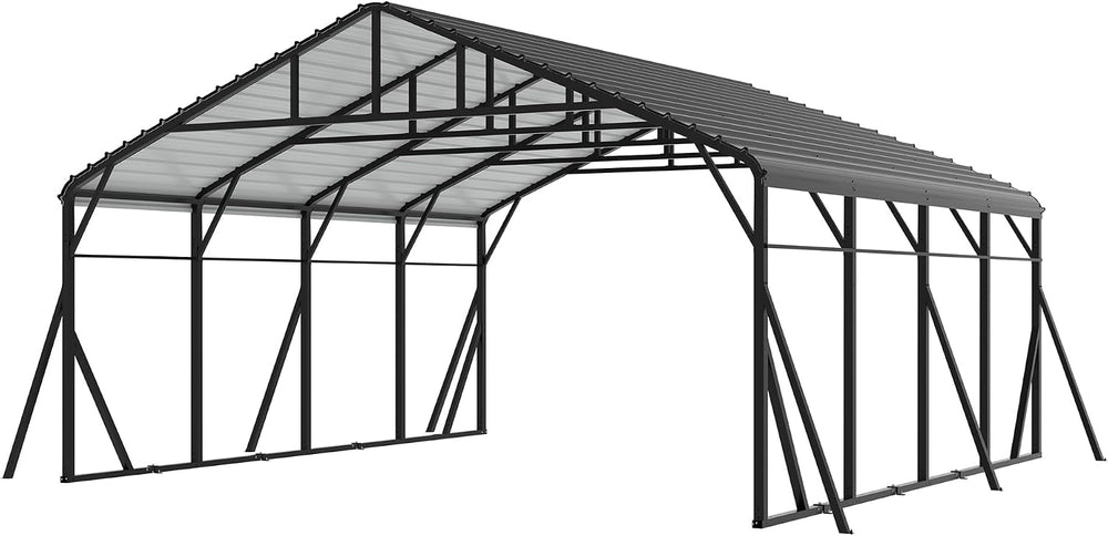 20x20 FT Heavy Duty Metal Carport Kits with Galvanized Steel Roof, Outdoor Ca...