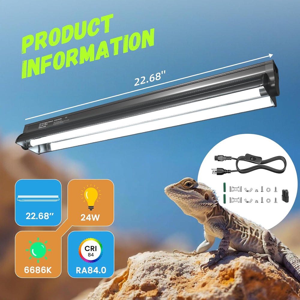 GlowUp 24W 22inch 10.0 T5 UVB Reptile Light Fixture Combo Kit