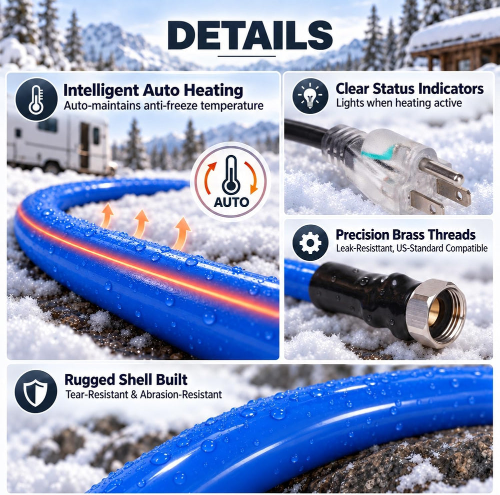 30FT Heated Water Hose for RV, -45°F Anti-Freeze RV Drinking Heated Hose