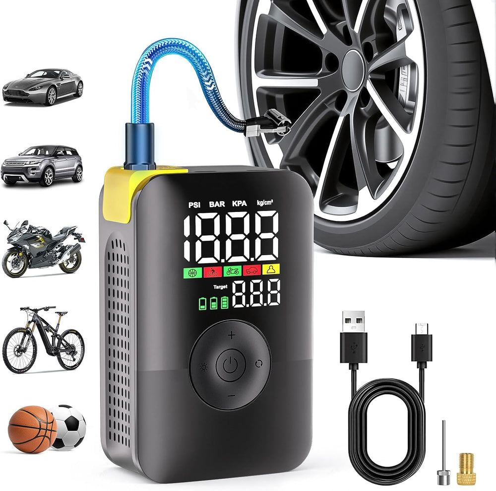 CARSUN Tire Inflator Portable Air Compressor, Cordless Bike Pump with Digital...