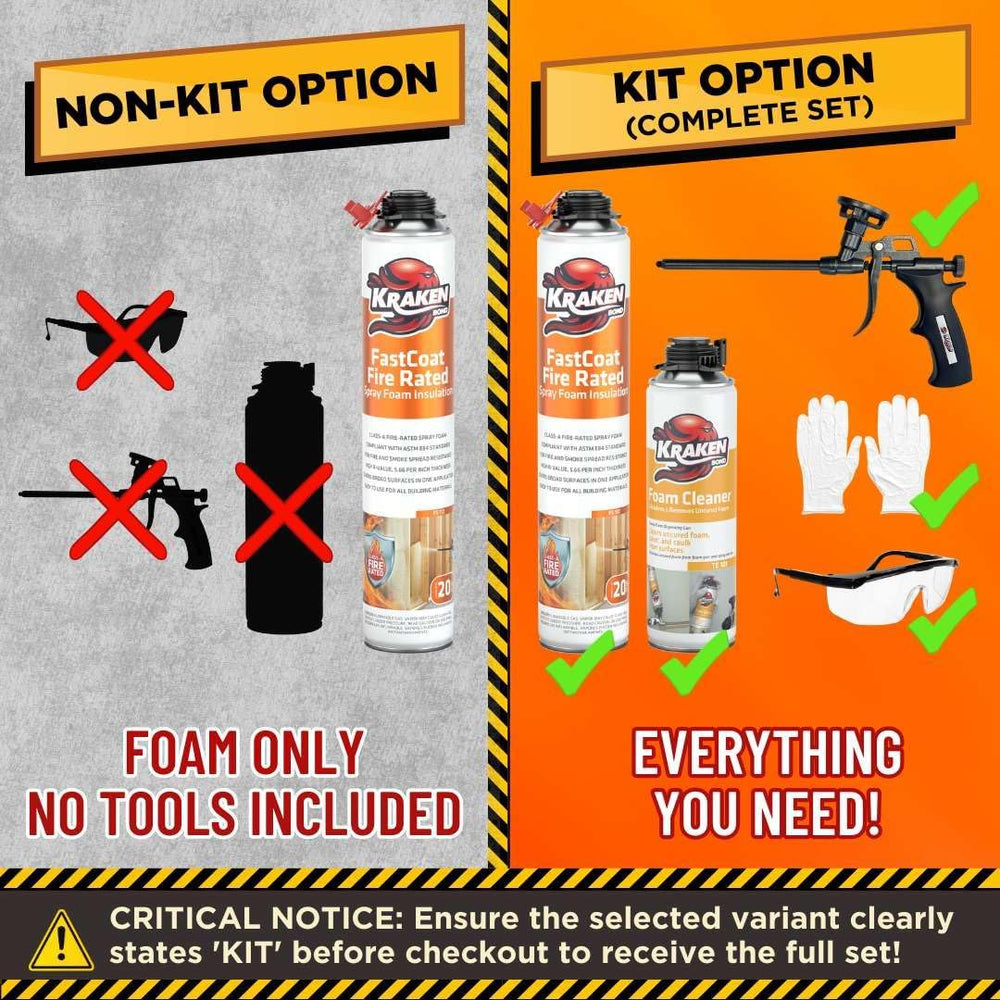 Kraken Bond Fastcoat Fire Rated Spray Foam Insulation Kit Closed Cell in a Ca...
