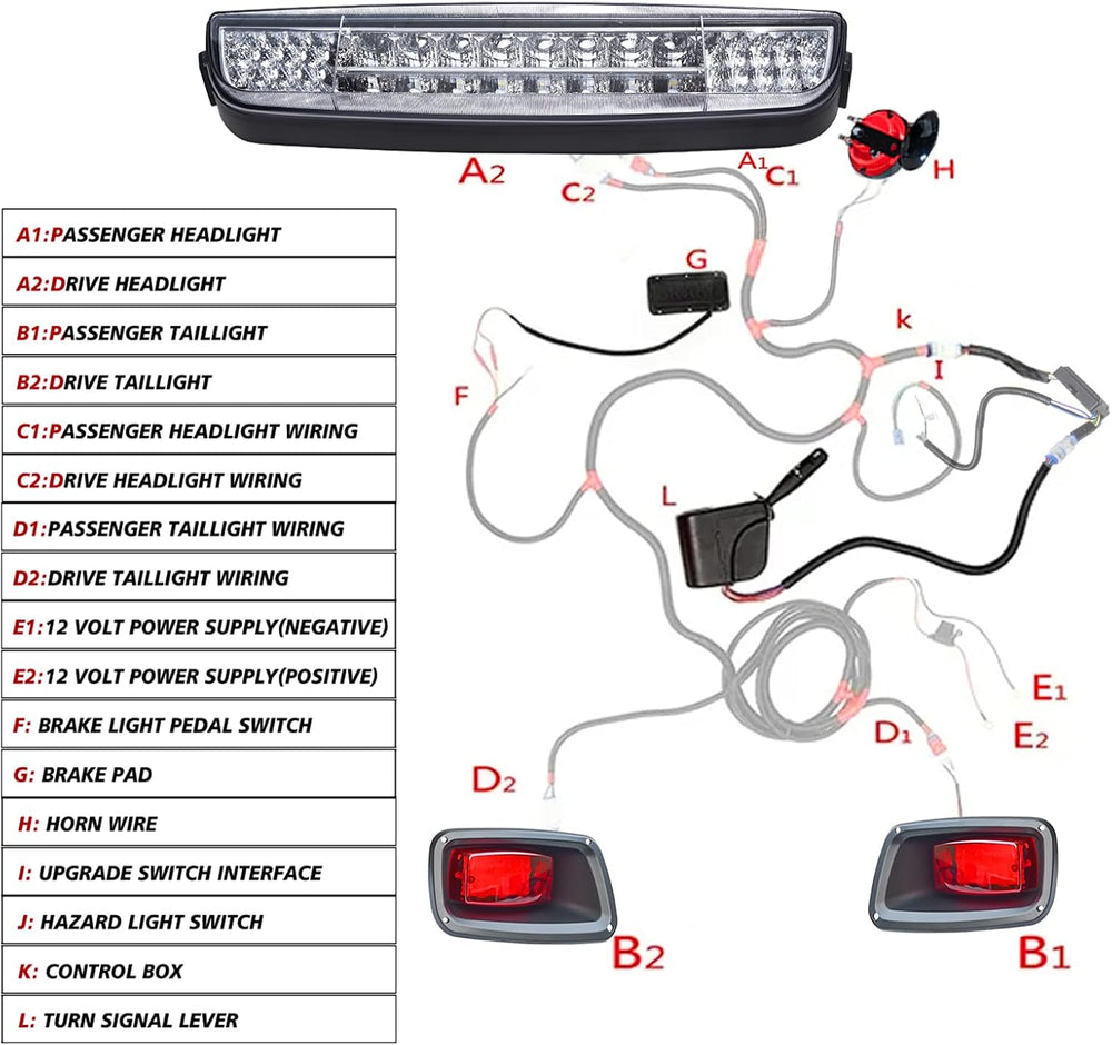 Golf Cart LED Light Kit for EZGO TXT 1996-2013 Gas&Electric Carts Deluxe ...