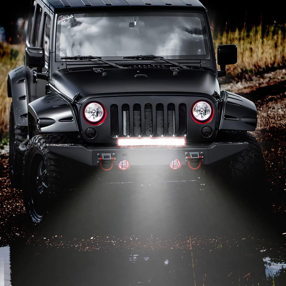 Nilight LED Light Bar 20 Inch with Wiring Kit on Truck SUV UTV, Red Shell