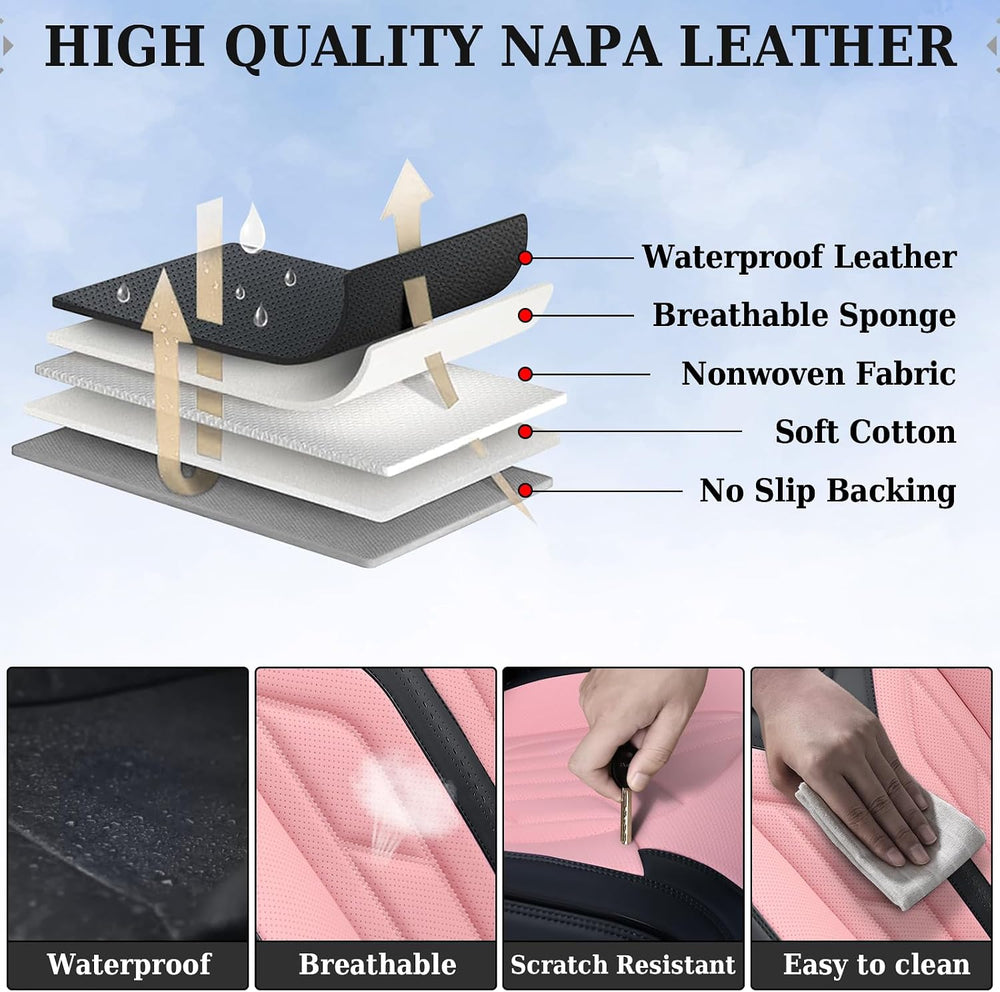 Coverado Car Seat Covers Full Set, Car Seat Protectors Leather Seat Covers fo...