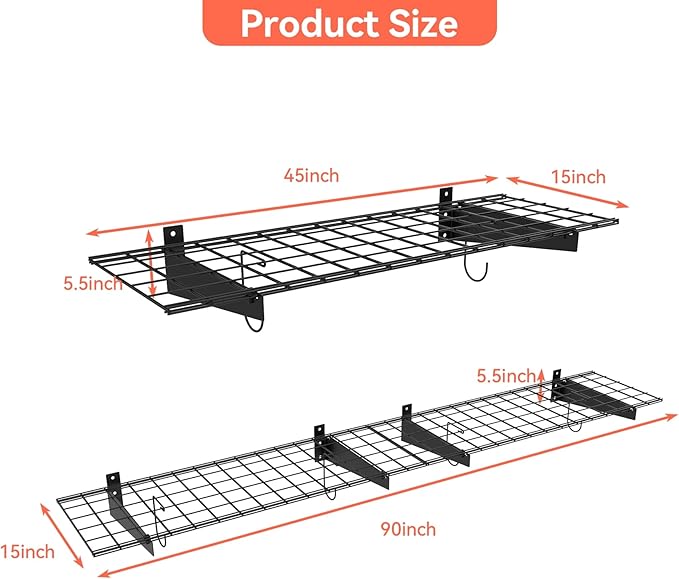 TORACK 2 Pack Garage Wall Shelves