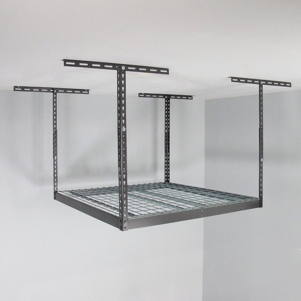 SafeRacks 4x4 Overhead Garage Storage Rack, Hammertone, 24"-45" Height
