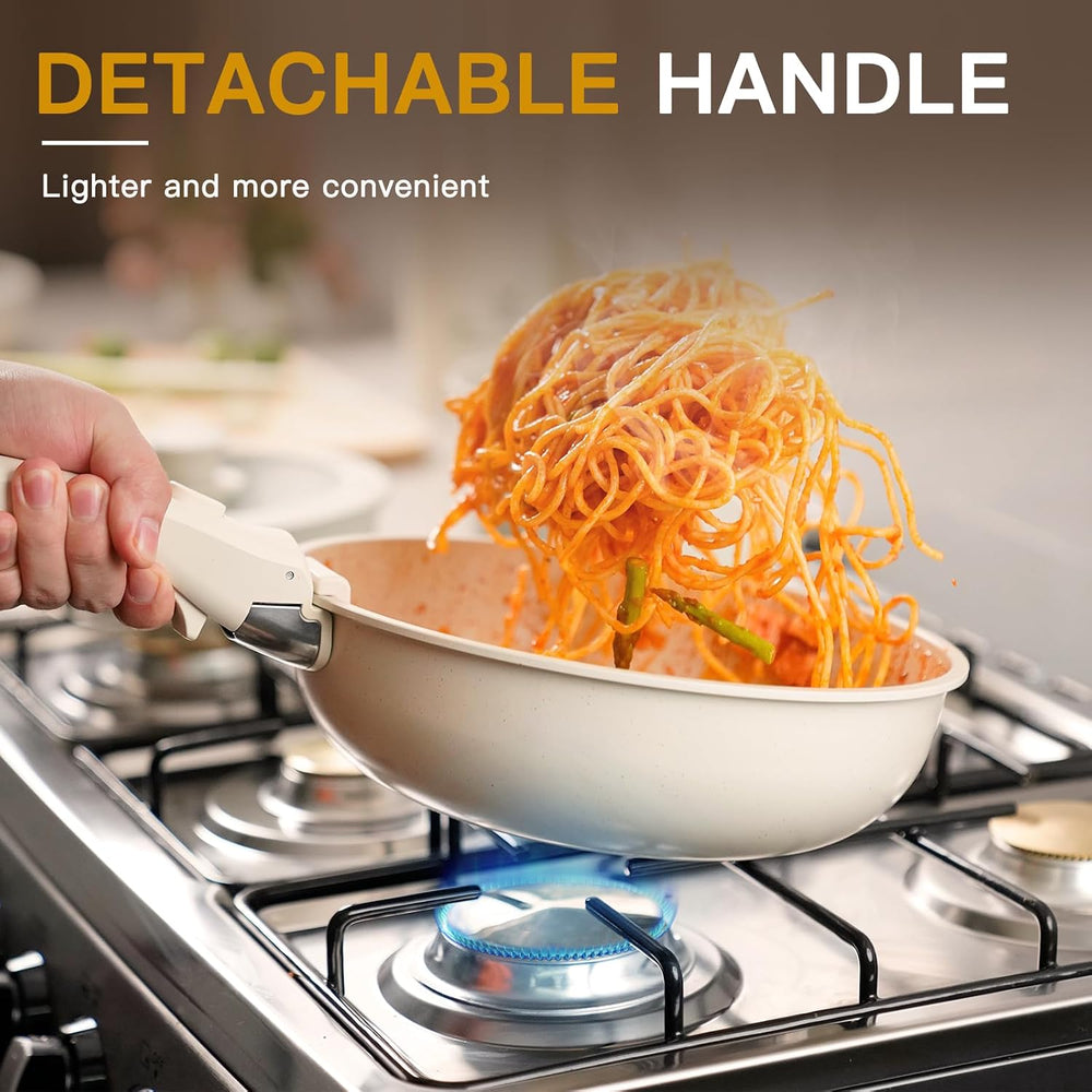 Astercook 21 Pcs Pots and Pans Set Non Stick, Ceramic Cookware Set Detachable...