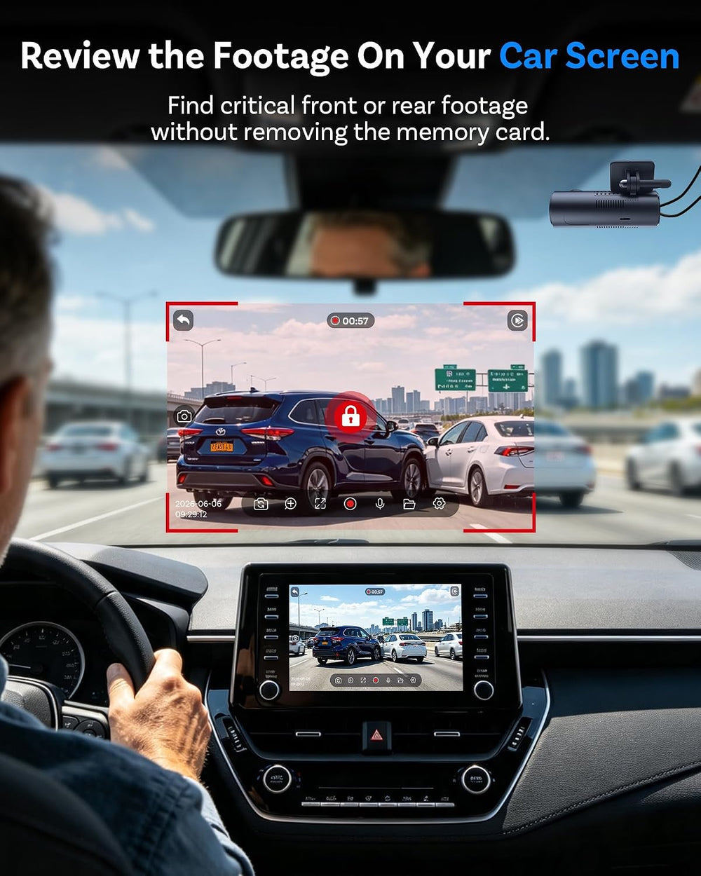 OTTOCAST Safe Cam Dash Cam Front and Rear with Wireless CarPlay Adapter
