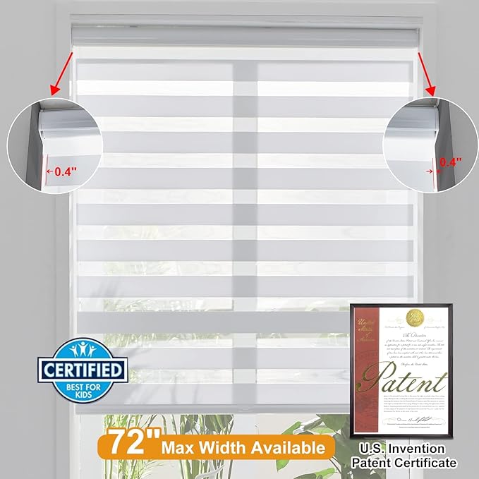 Persilux Zebra Blinds for Windows Cordless Roller Shades for Windows, Privacy