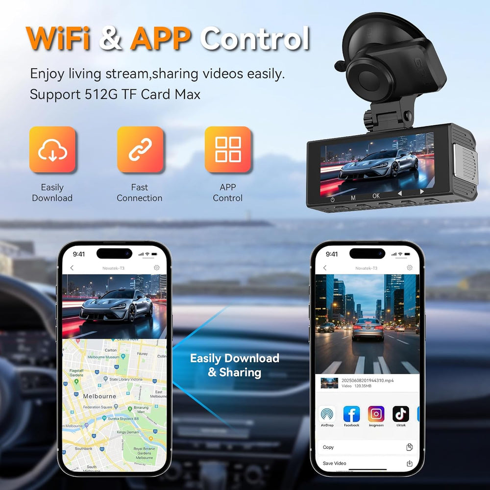 4K Dual Dash Cam Front and Rear 4K/1080P Full HD Dash Camera for Cars, 5G Wi-...