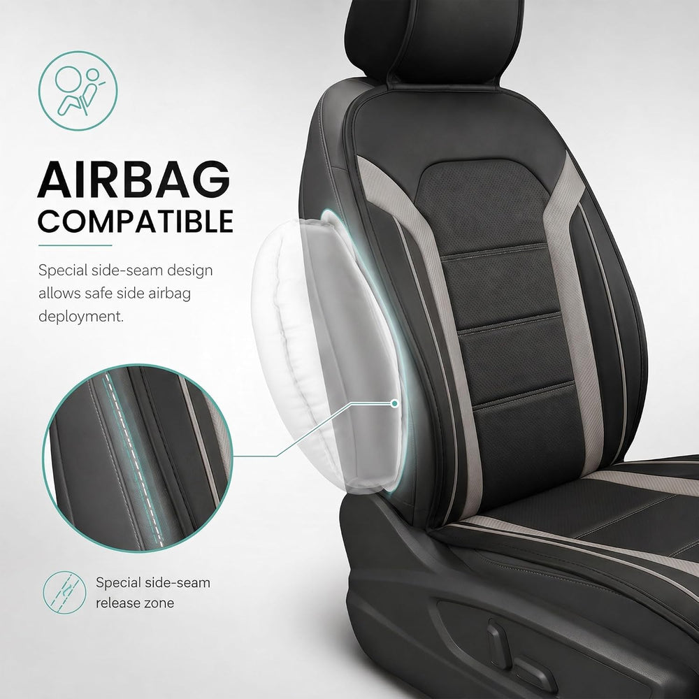 FH Group Front Set Faux Leather Car Seat Covers Cushions for Low Back Seat, U...