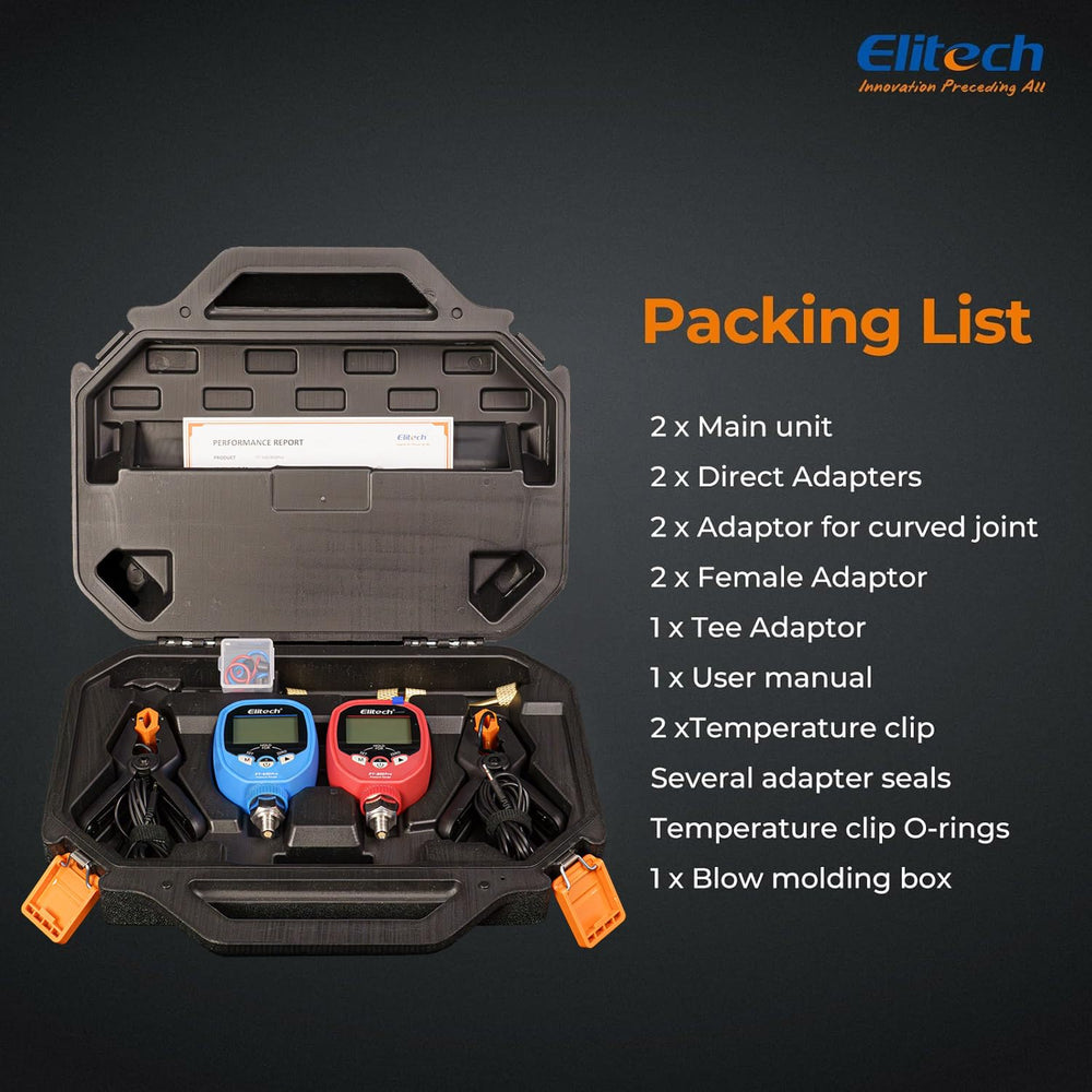 Elitech Wireless Digital HVAC Refrigerant Gauge Set PT-500/800Pro