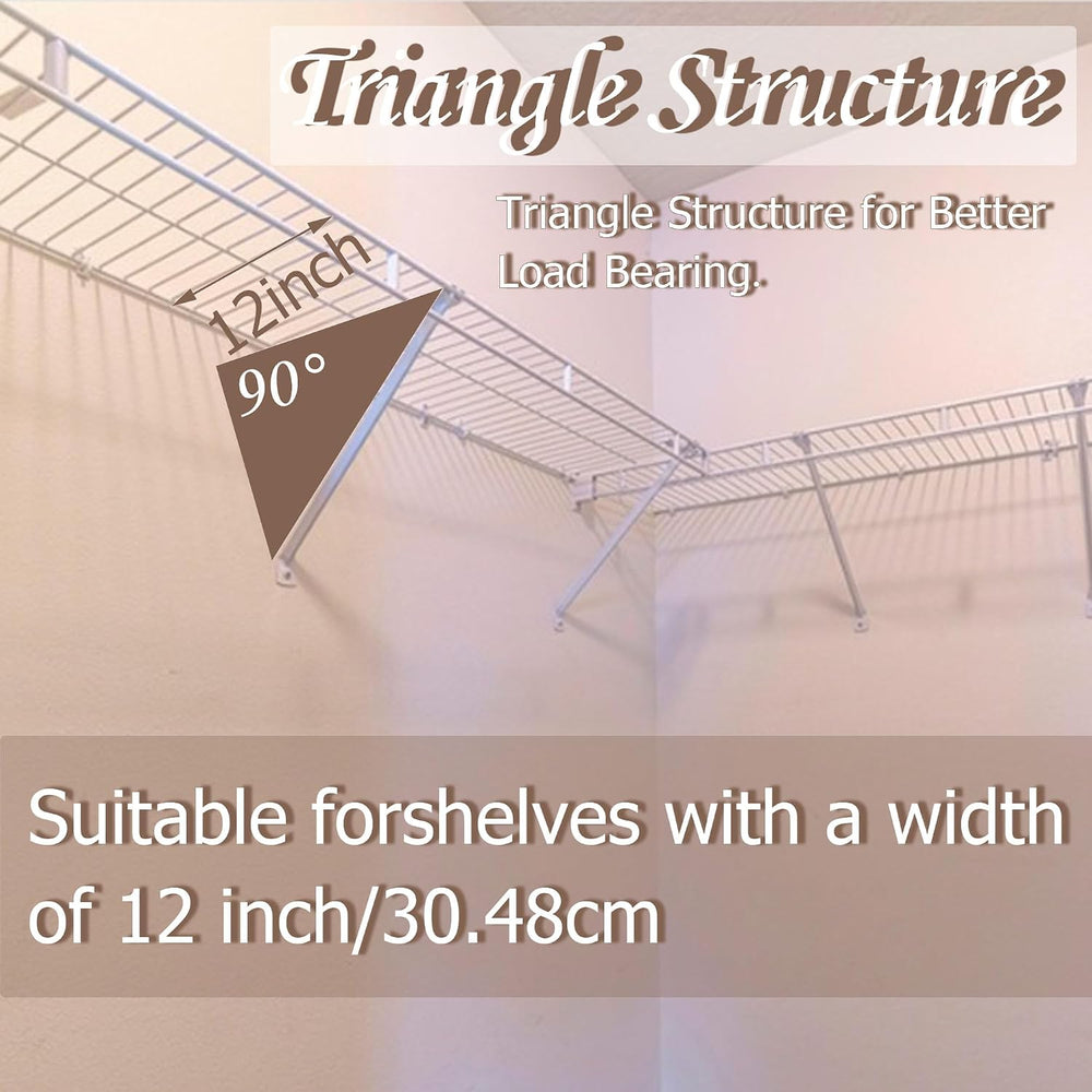 12PCS 12 inch Wire Shelf Brackets, Heavy Duty Wire Rack Bracket