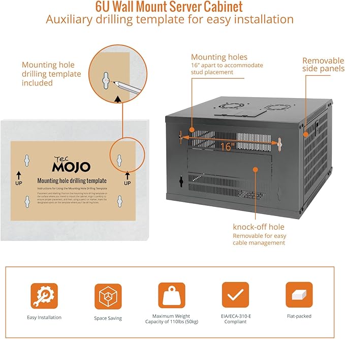 Tecmojo 6U Wall Mount Rack Network Cabinet