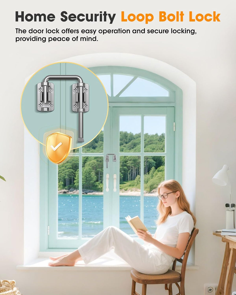 2.36 Inch U Patio Sliding Door Loop Lock Latch, Silver-4 Pcs
