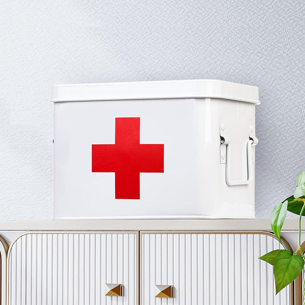 WUWEOT Metal First aid Box, Divided Medicine Tin First Aid Kit, Vintage Antiq...