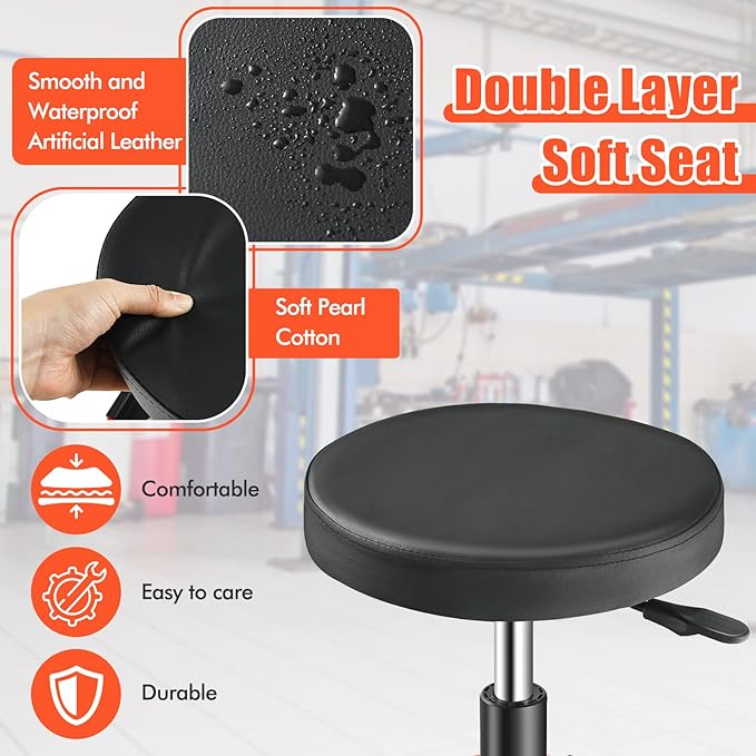 Adjustable Mechanic Rolling Stool, Pneumatic Rolling Stool