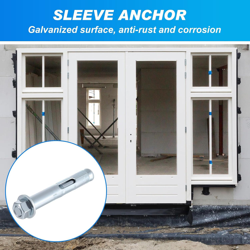 50 Pack 1/2 x 3'' Sleeve Anchors for Concrete