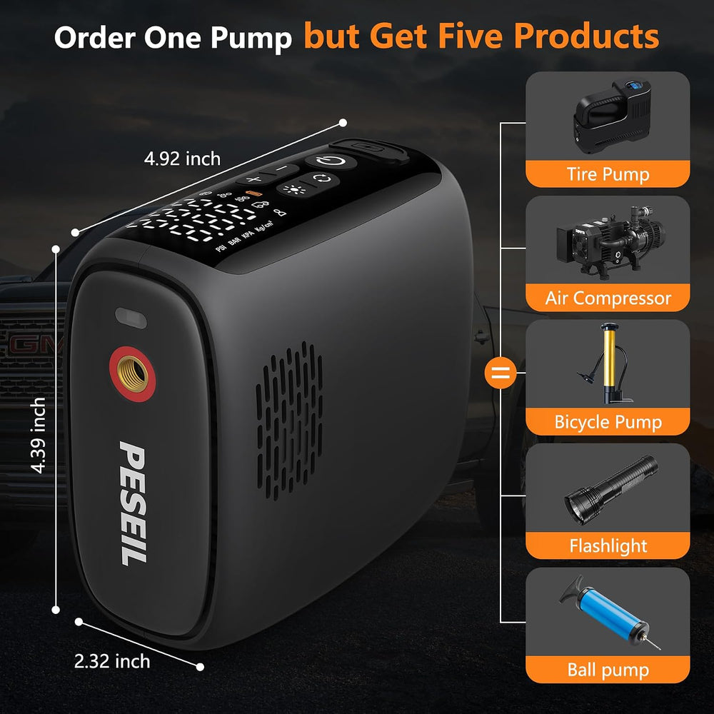 Tire Inflator Portable Air Compressor, 28 Cylinders 12V Air Compressor, 140W ...