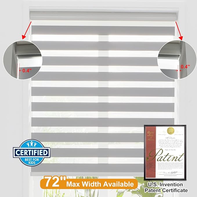 Persilux Cordless Zebra Blinds for Windows Free-Stop Roller Window Shades Dual