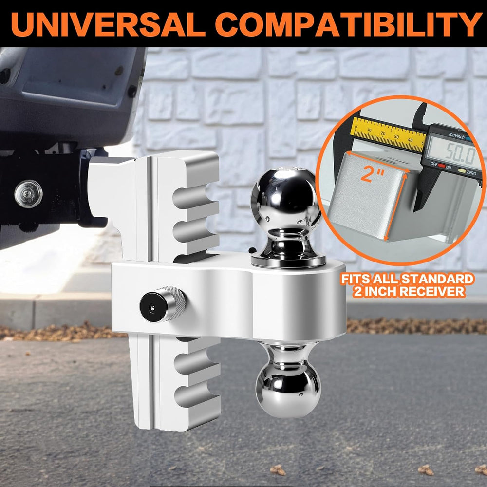 Aircraft Aluminum Adjustable Trailer Hitch for 2 Inch Receiver, Tow Dual Ball...