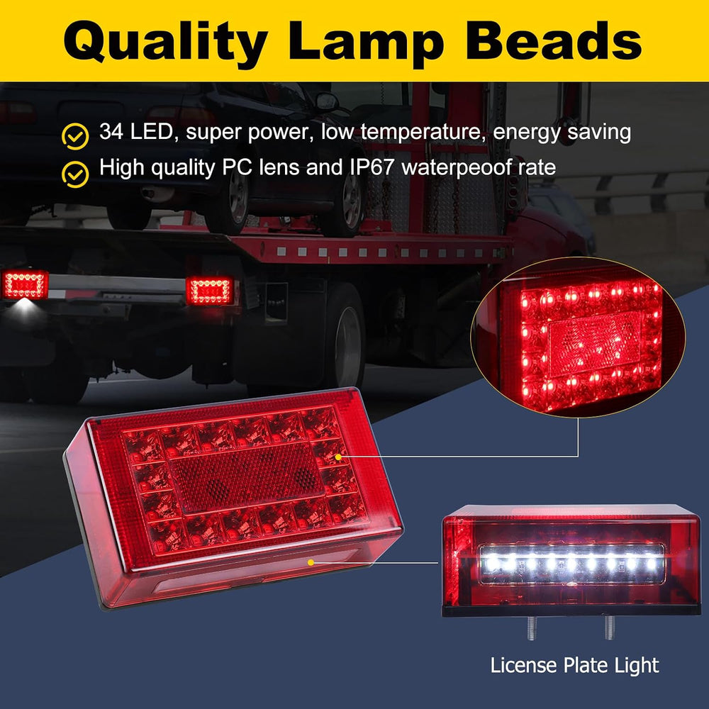 6" Boat Trailer Lights Kit, Submersible LED Trailer Light Rectangle