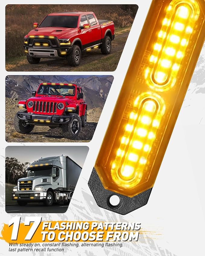 HLauto 1200T Emergency Strobe Grille Lights: 8pcs 12 LED Sync Feature Safety