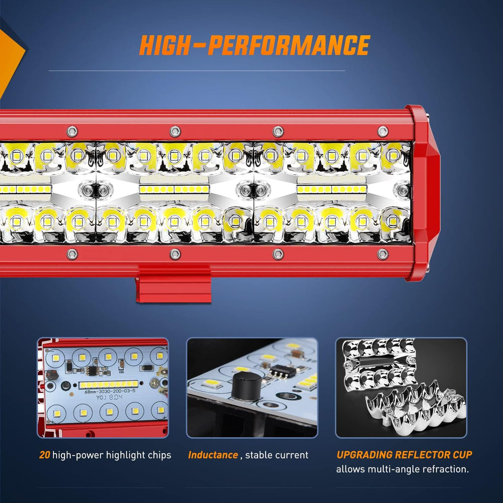 Nilight LED Light Bar 20 Inch with Wiring Kit on Truck SUV UTV, Red Shell