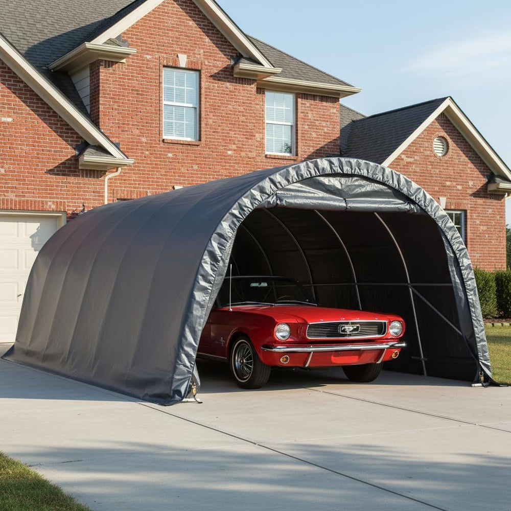 12x24FT Heavy Duty Carport, Portable Garage with Reinforced All-Steel Frame a...