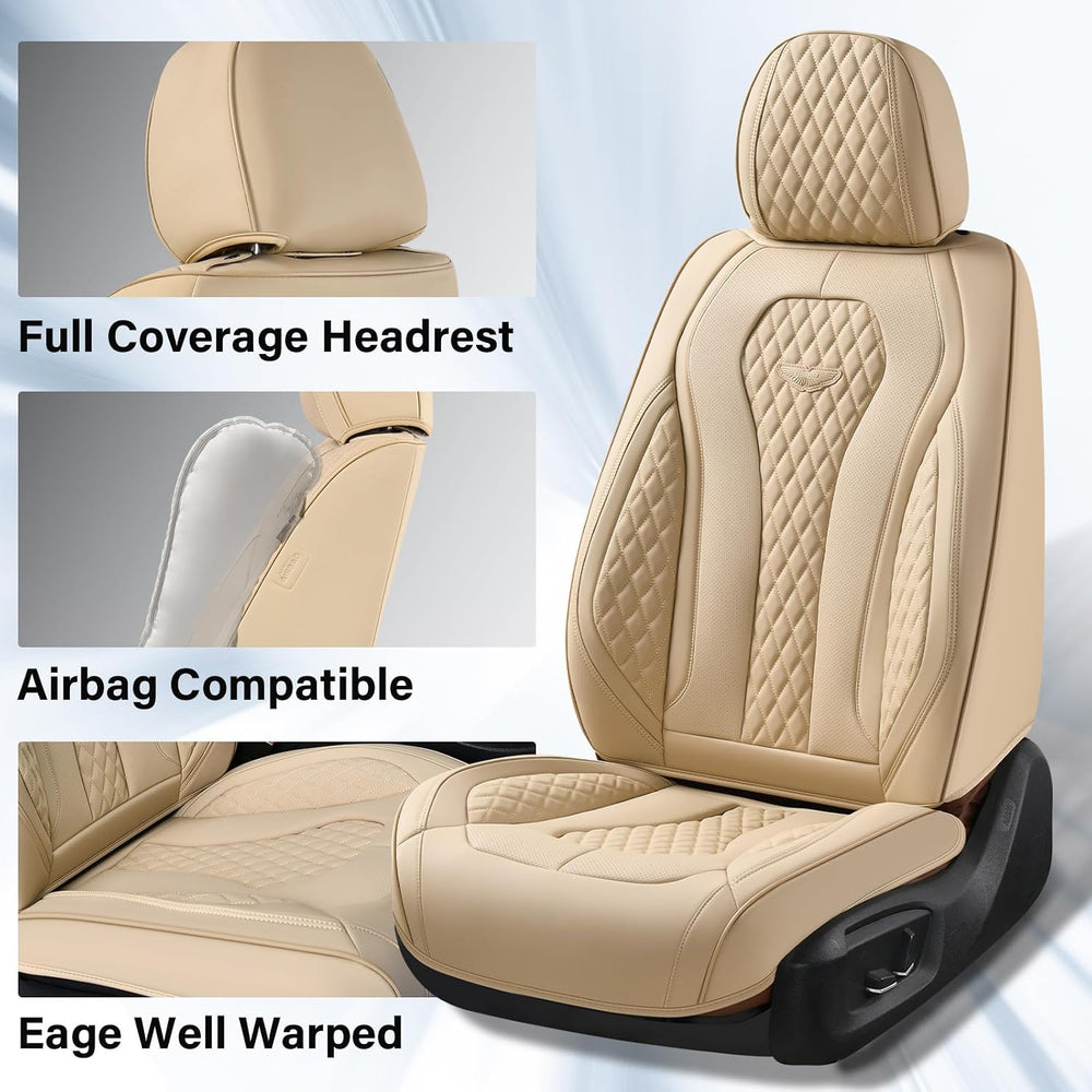 Coverado Automotive Seat Covers, Car Seat Covers Full Set, Beige Car Seat Cov...